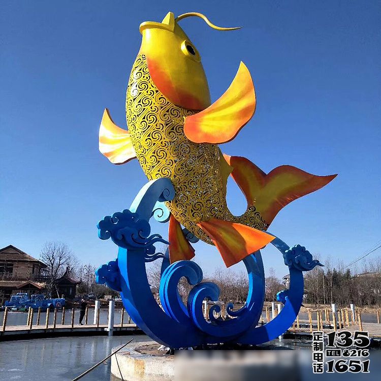 戶外廣場水景大型彩繪玻璃鋼魚雕塑 戶外廣場水景大型彩繪玻璃鋼魚雕塑